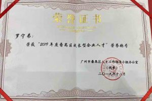 mk(中国)一站式服务体育集团罗宁弟董事长荣获“2019年度番禺区成长型企业人才”
